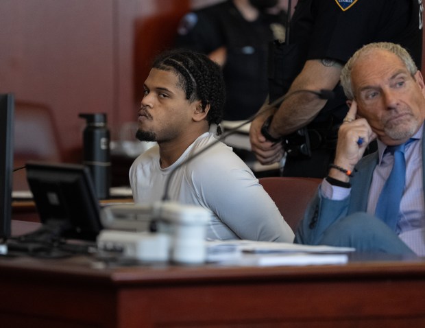 Halley Tejada is pictured during his court sentencing for the murder of Nadia Vitels on Tuesday, April 14, 2026 in Manhattan, New York. (Barry Williams/ New York Daily News)