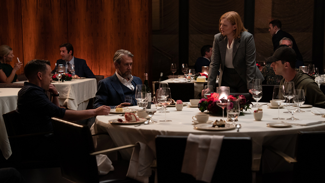 Still from Succession at The Grill in New York