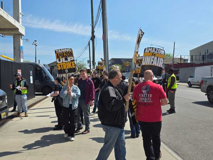 Cabán at Friday's protest. Photo by Shane O'Brien.