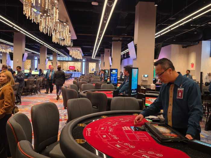Live gaming tables at New York City's first commercial casino. Photo by Shane O'Brien. 