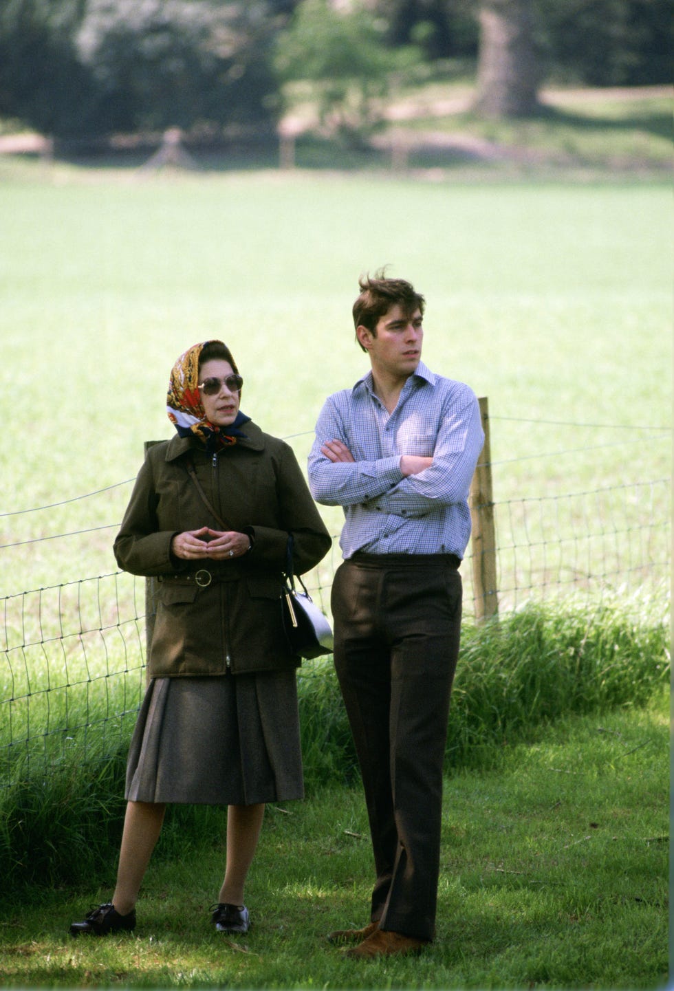 Queen Elizabeth II and Prince Andrew, Duke of York walk toge