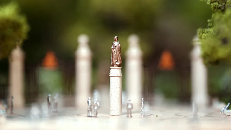 A statue of Queen Elizabeth II in a model of St James's Park in London during a preview for the Queen Elizabeth exhibition.<span> Credit: PA</span>