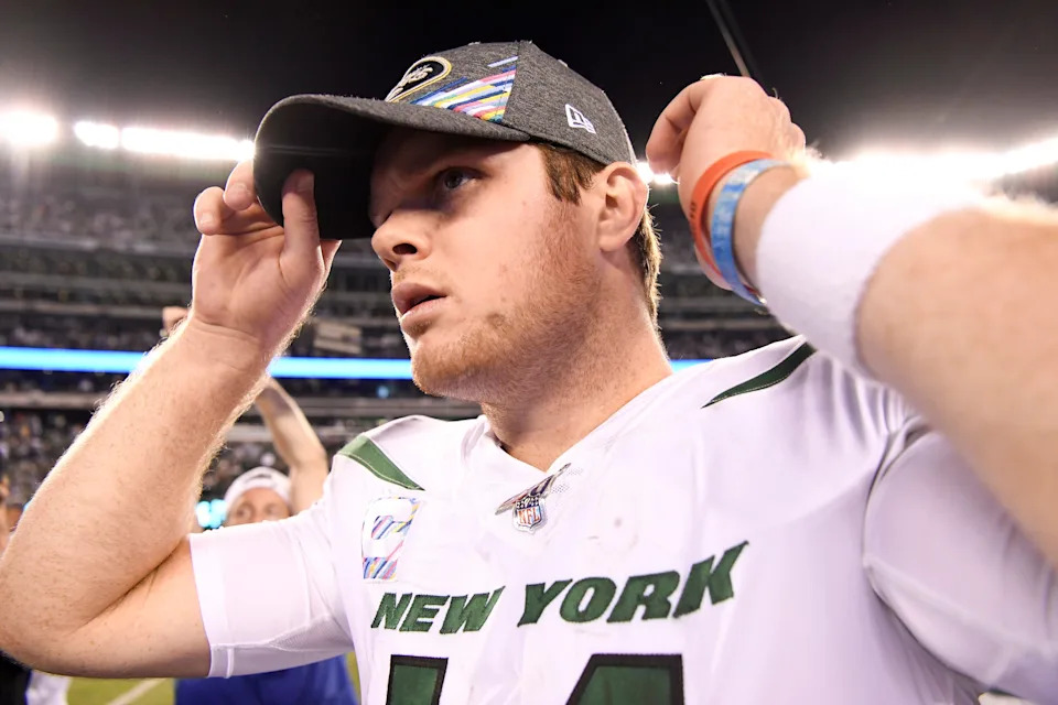 Sam Darnold after the New York Jets defeat the Dallas Cowboys, 24-22, on Sunday, Oct. 13, 2019, in East Rutherford.