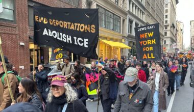 Their demand is to pass the "New York for All Act," which would limit how much state and local agencies cooperate with federal immigration enforcement. (Spectrum News NY1/Tyler Buesching)