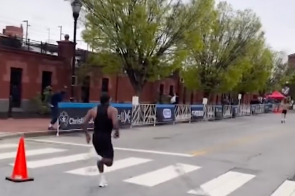 Joshua Jackson, 24, ended up winning the race after sprinting it out in the final few meters. 