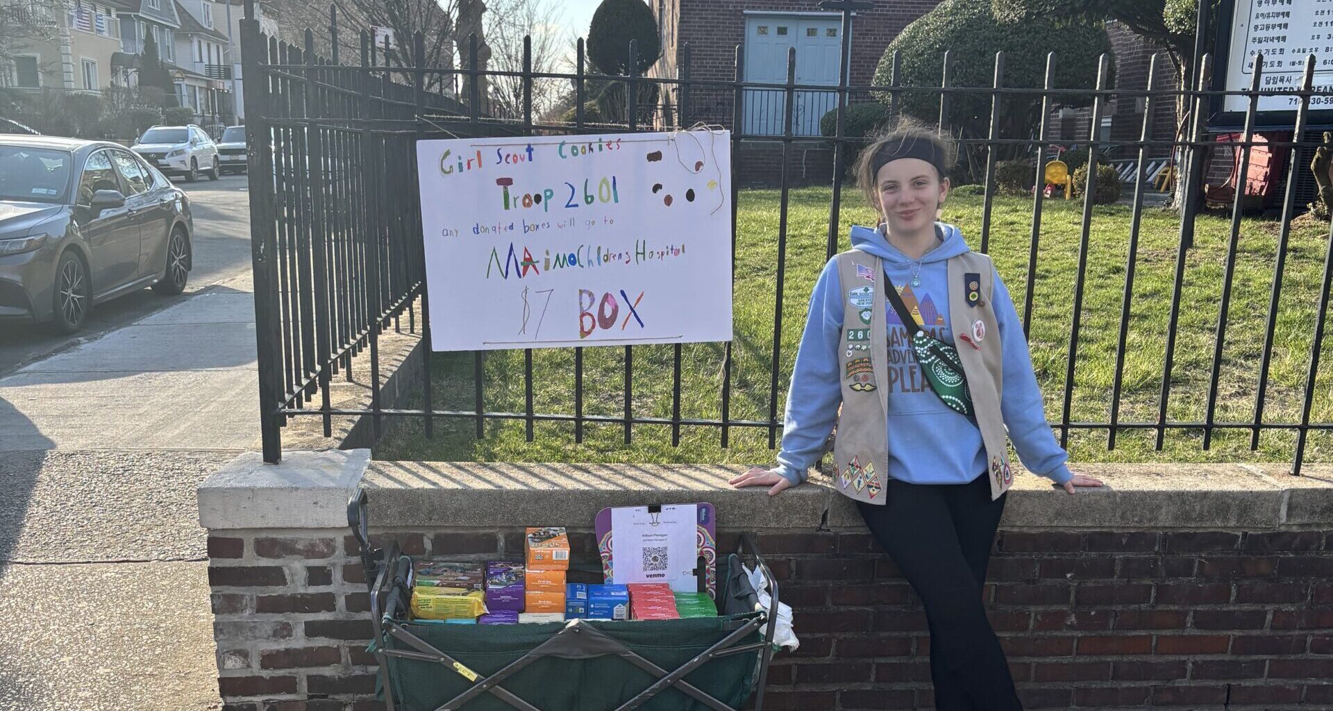 Ashleigh F. sold 3,000 cookies this year, which was enough to be the top seller in all five boroughs by the Girl Scouts of Greater New York. Photo: Ashleigh F.