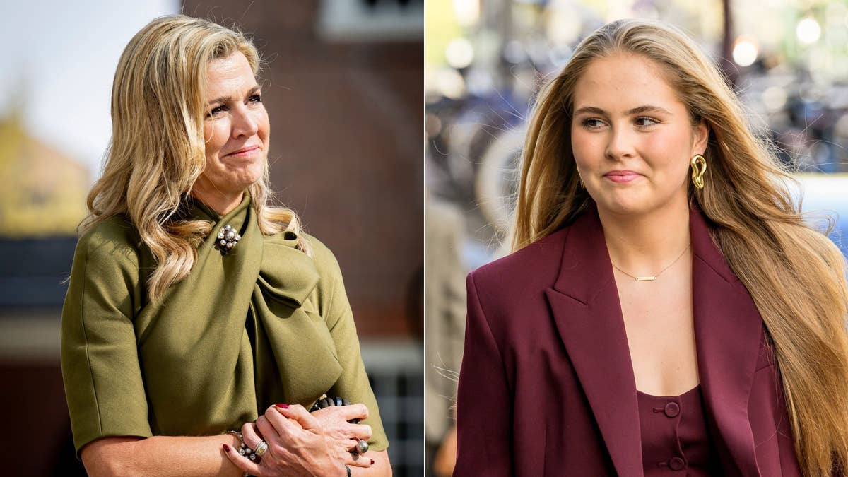 Queen Maxima twins with daughter Princess Catharina-Amalia carrying £3.5k Hermes clutch bags