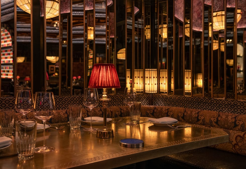 Elegantly set dining table in a upscale restaurant