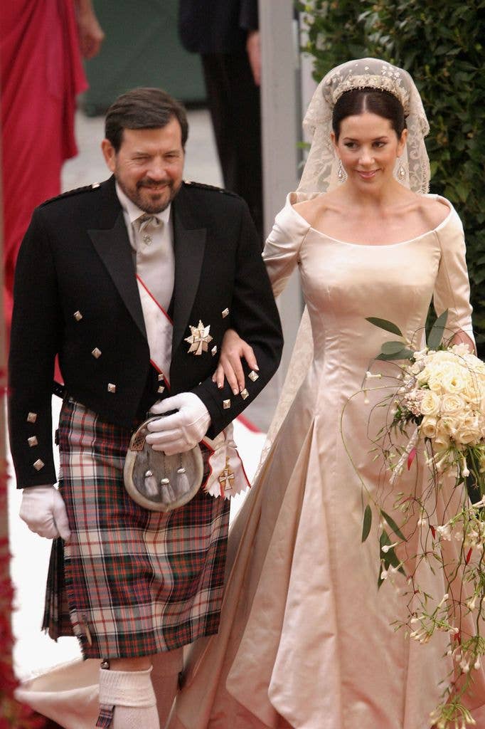 Mary's father, John Donaldson, walked her down the aisle to marry Crown Prince Frederik in 2004