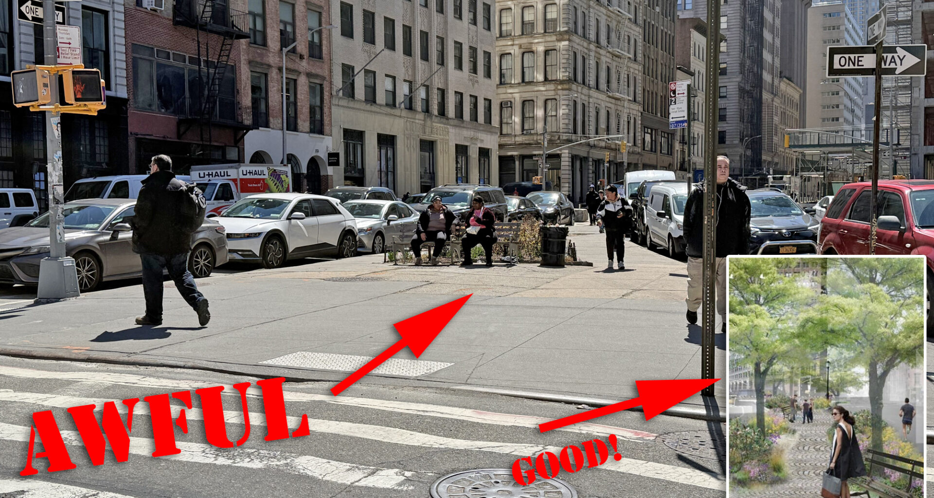 Tribeca Residents Want To Swap Parking for A Plaza at Underused Barnett Newman Triangle