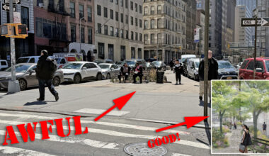 Tribeca Residents Want To Swap Parking for A Plaza at Underused Barnett Newman Triangle