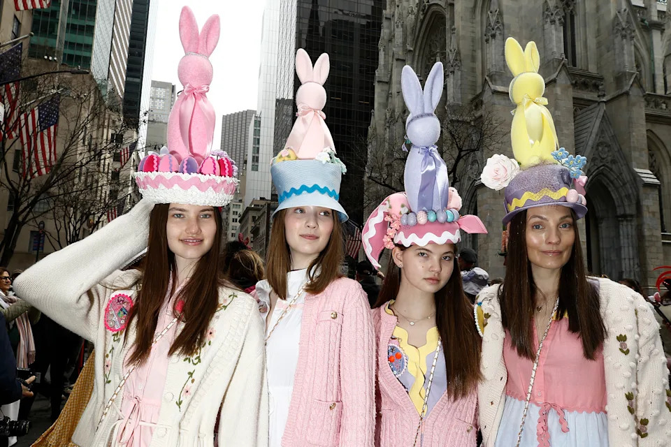 Parade participants in costume attend the 2026 New York City Easter Bonnet Parade and Festival on April 05, 2026 in New York City. (Photo by John Lamparski/Getty Images)