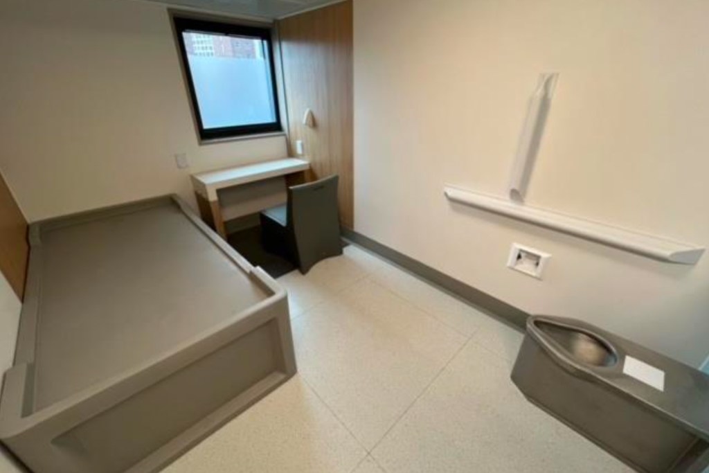 A medical unit in Bellevue Hospital for Rikers Island detainees was still under construction.