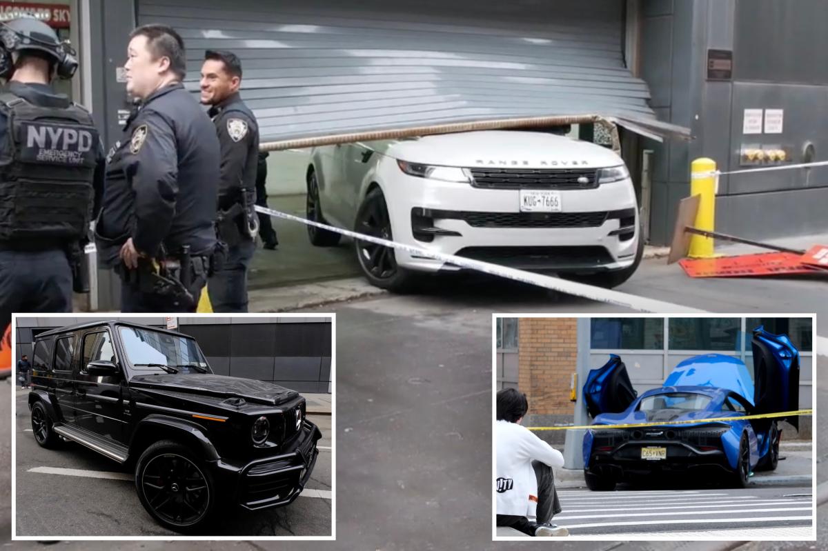 Bone-headed bandits try to steal McClaren, G wagon during NYC heist — only to be stopped by parking gate