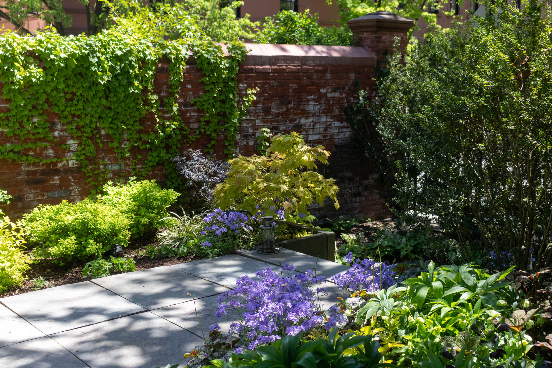 steps down to the rear entrance