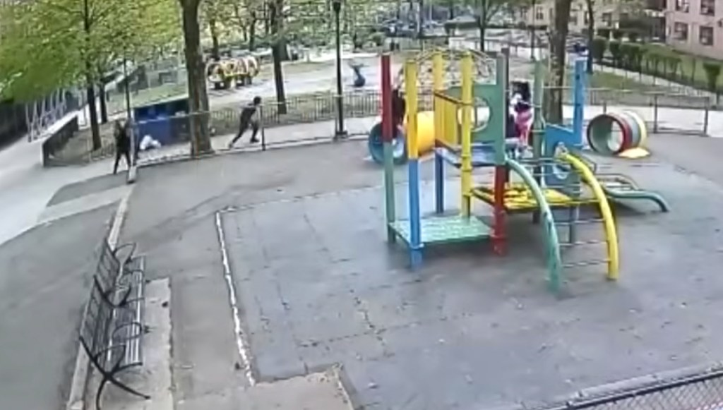 NYPD and Brooklyn District Attorney officials showed video of an alleged gang shooting next to a Brownsville, Brooklyn playground.