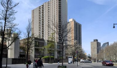 The buildings in this photo, as seen from Cadman Plaza West in Brooklyn Heights, would be affected by the threatened building workers strike. Photo: Mary Frost/Brooklyn Eagle