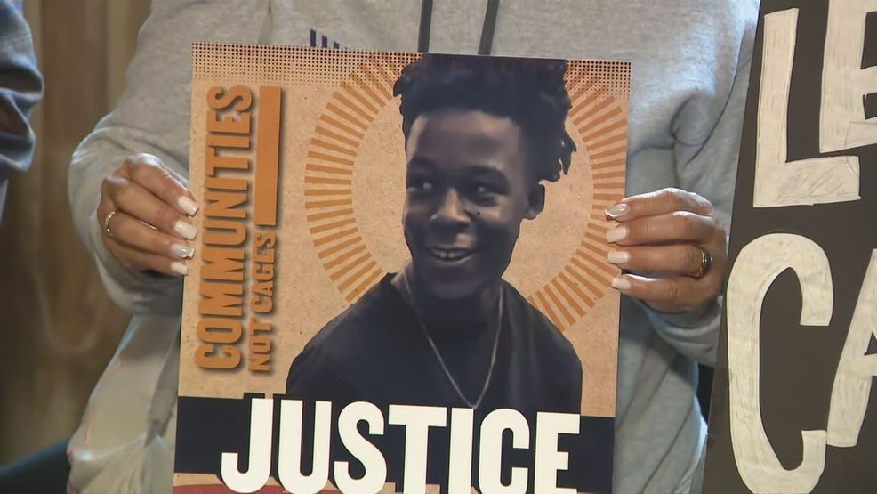 A picture of Messiah Nantwi, a 22-year-old inmate from the Bronx, seen at a large rally at the New York State Capitol in Albany, Tuesday, March 4, 2025, following the news of his death. (WRGB photo){p}{/p}