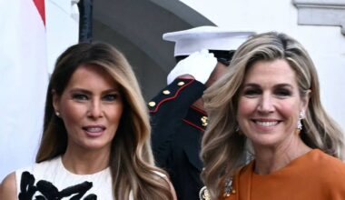 Melania Trump welcomes Queen Maxima in floral white dress at White House dinner