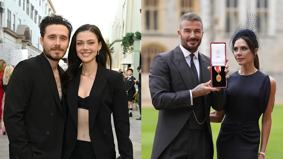 LOS ANGELES, CALIFORNIA - OCTOBER 26: (L-R) Brooklyn Peltz Beckham and Nicola Peltz Beckham attend Vogue World: Hollywood 2025 at Paramount Studios on October 26, 2025 in Los Angeles, California.

WINDSOR, ENGLAND - NOVEMBER 4: Sir David Beckham poses with his wife Lady Victoria after he was made a Knight Bachelor at an investiture ceremony at Windsor Castle on November 4, 2025 in Windsor, England. 