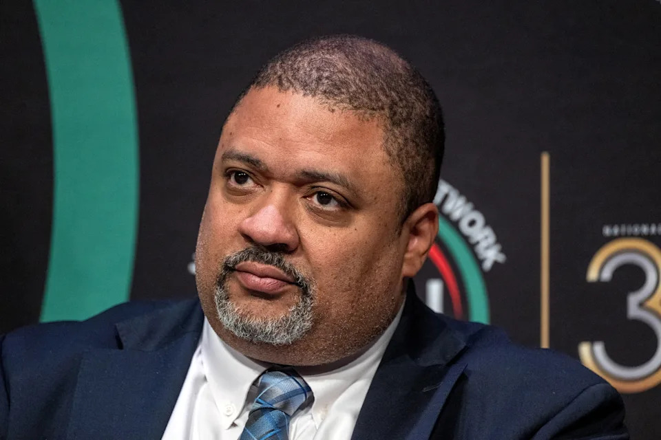 Victor J. Blue/Bloomberg via Getty Images - PHOTO: Alvin Bragg, Manhattan district attorney, speaks during the National Action Network (NAN) 35th Anniversary Convention in New York, April 8, 2026.