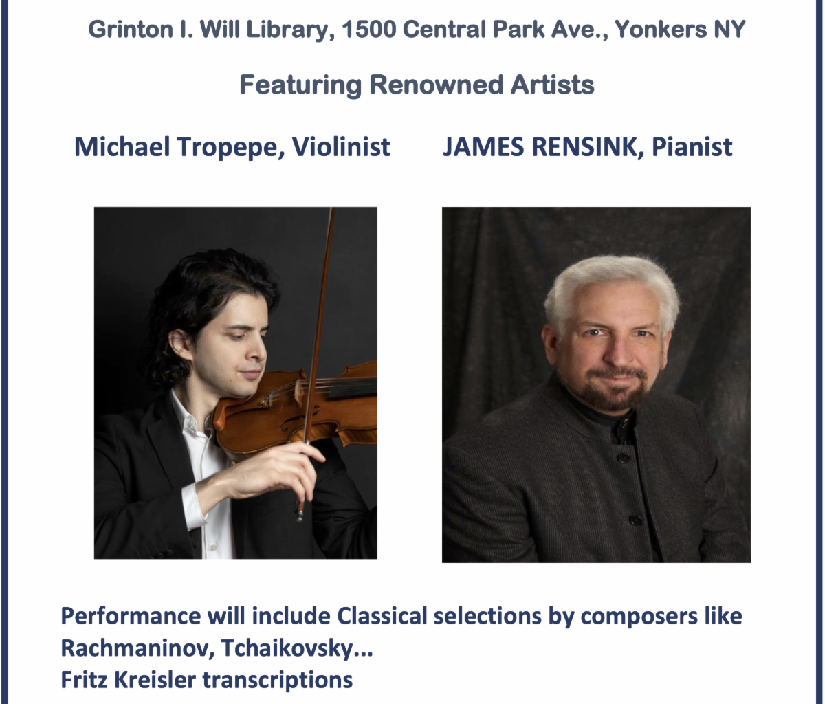 Free Concert Presented by Yonkers Chaminade Music Club: Sunday, April 12