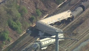 Freight train derails in North Bergen, N.J.