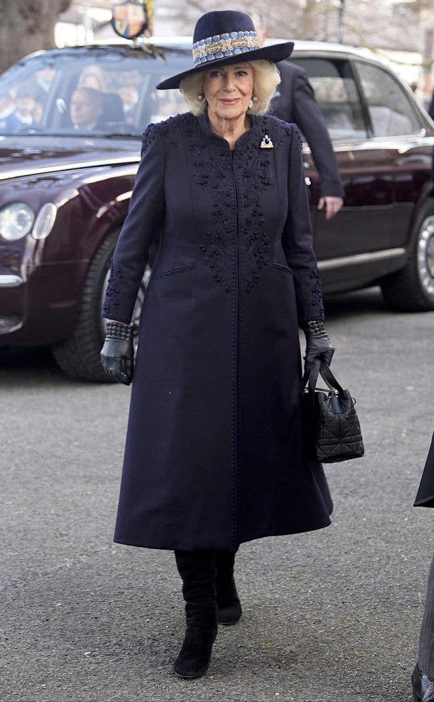 Queen Camilla arrives for the Royal Maundy Service at St Asaph Cathedral in North Wales