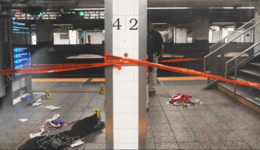 Police shoot man with large knife after three injured in stabbing at NYC subway