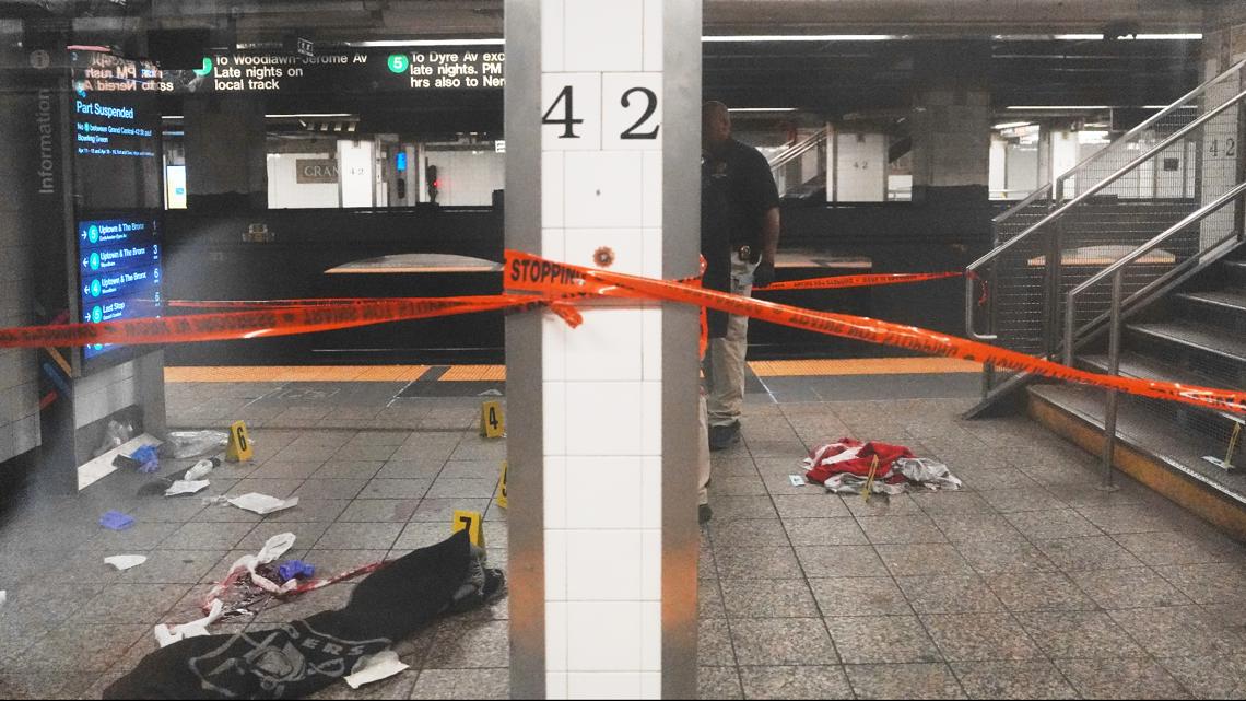 Police shoot man with large knife after three injured in stabbing at NYC subway