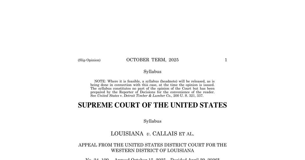 Read Supreme Court’s Ruling and Dissent on Louisiana Voting Map