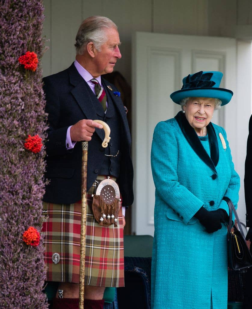 King Charles and the late Queen attending the Braemar Games