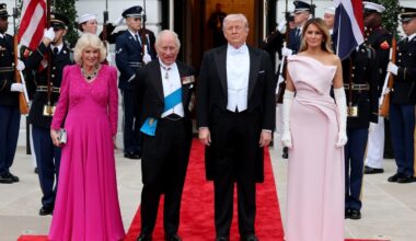 Melania Trump and Queen Camilla wear harmonizing shades of pink at White House state dinner