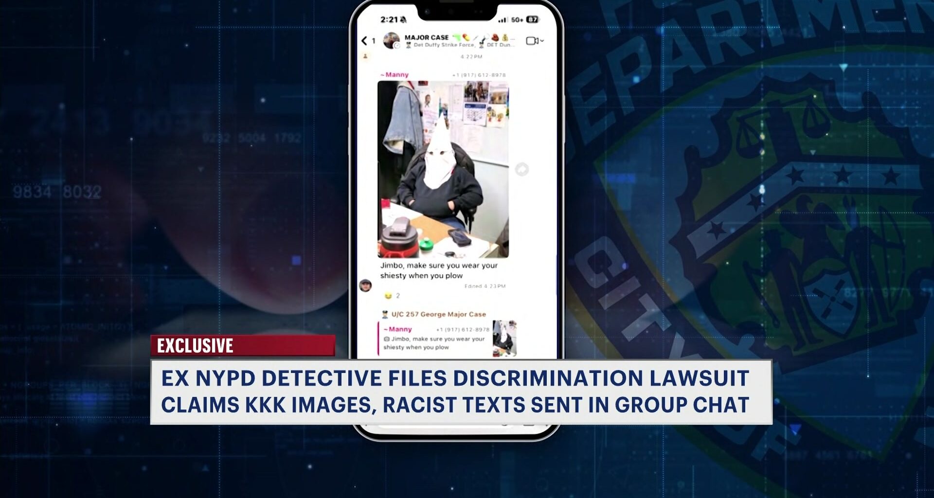 News 12 | Bronx | Bombshell Lawsuit Alleges Kkk Image Racist Messages Appear In Nypd Group Chat