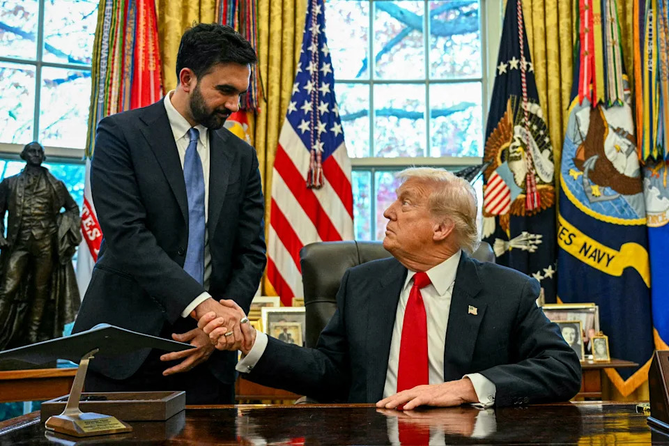 Donald Trump and Zohran Mamdani shake hands. (Jim Watson / AFP - Getty Images)