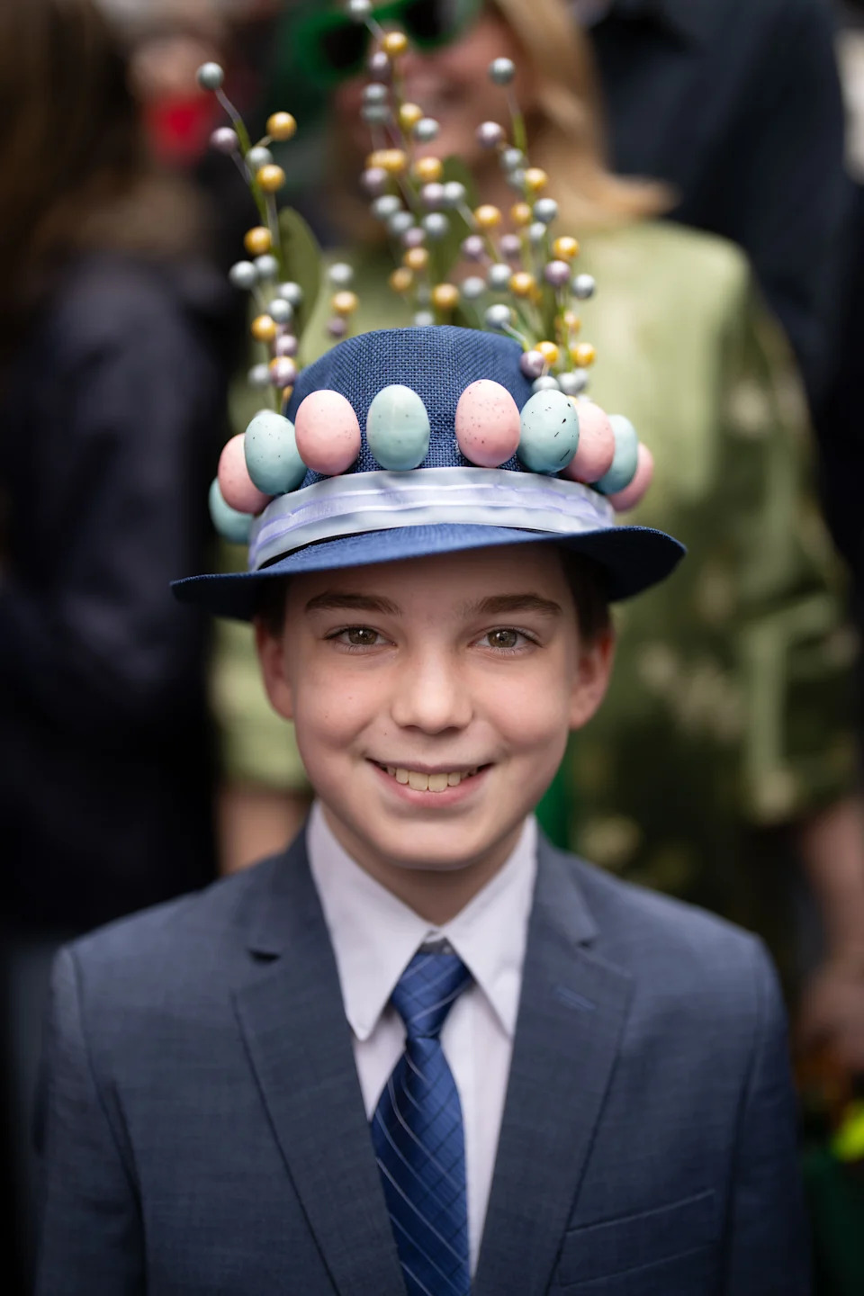 Nolan, 11, poses for a photograph during the Easter Parade and Bonnet Festival on Fifth Avenue, Sunday, April 5, 2026, in New York. (AP Photo/Adam Gray)