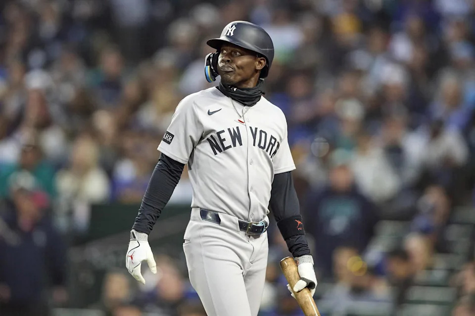 New York Yankees second baseman Jazz Chisholm. Credit:&nbsp;John Froschauer-Imagn Images.