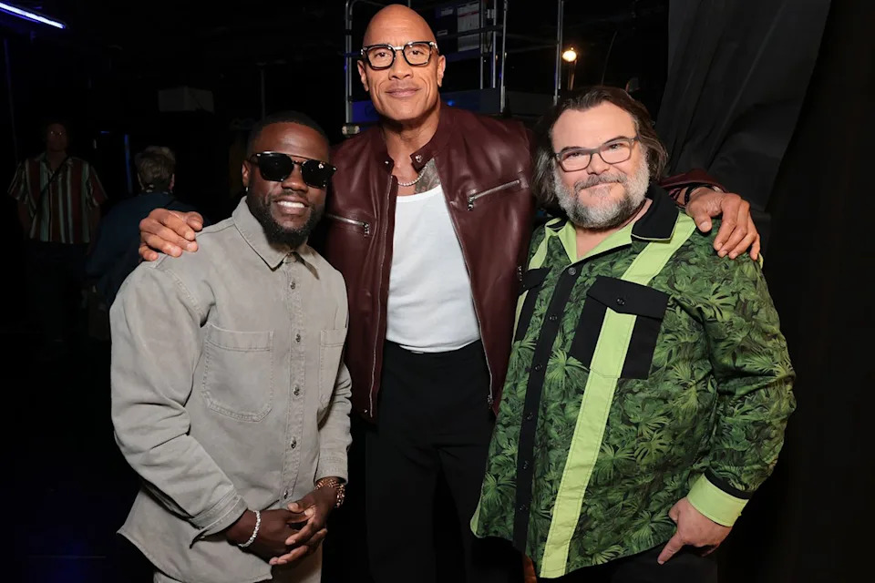 Kevin Hart, Dwayne Johnson and Jack BlackCredit: Eric Charbonneau/Sony Pictures via Getty