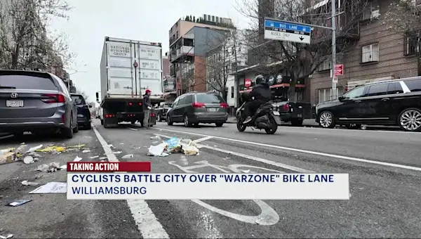 News 12 | Brooklyn | Williamsburg cyclists call Bedford Avenue bike lane a ‘warzone’