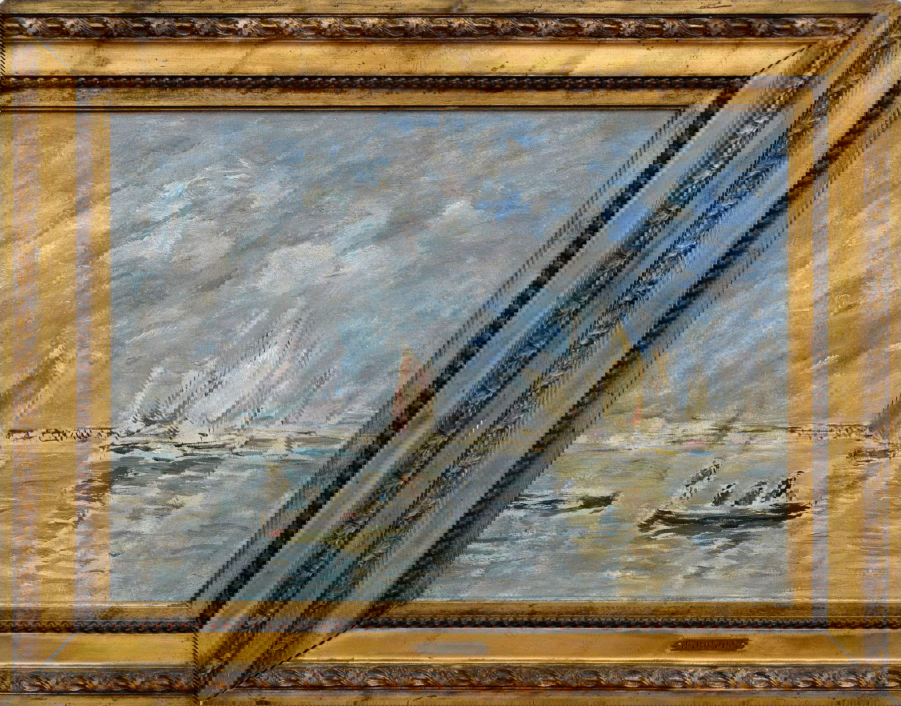 Eugène Boudin, Barques et Estacade (1890-1897; oil on canvas, 40 x 55 cm; Le Havre, Muma - André Malraux Museum of Modern Art) Photo: Wikimedia Commons | Patrick - Creative Commons Attribution-Share Alike 2.0 Generic license.