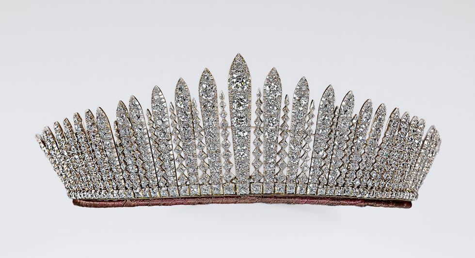 a sparkling tiara adorned with crystals in a sharp pointed design