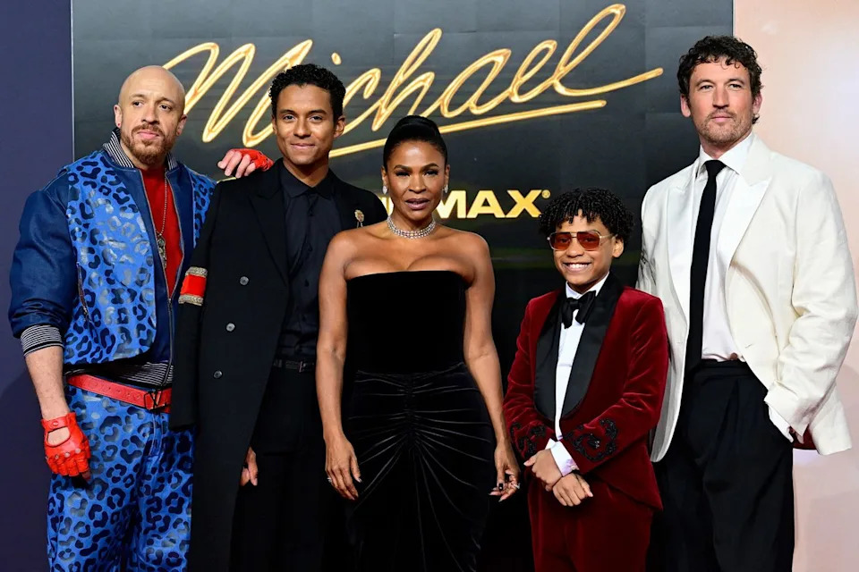 KeiLyn Durrel Jones, Jaafar Jackson, Nia Long, Juliano Valdi and Miles TellerCredit: John MACDOUGALL / AFP via Getty