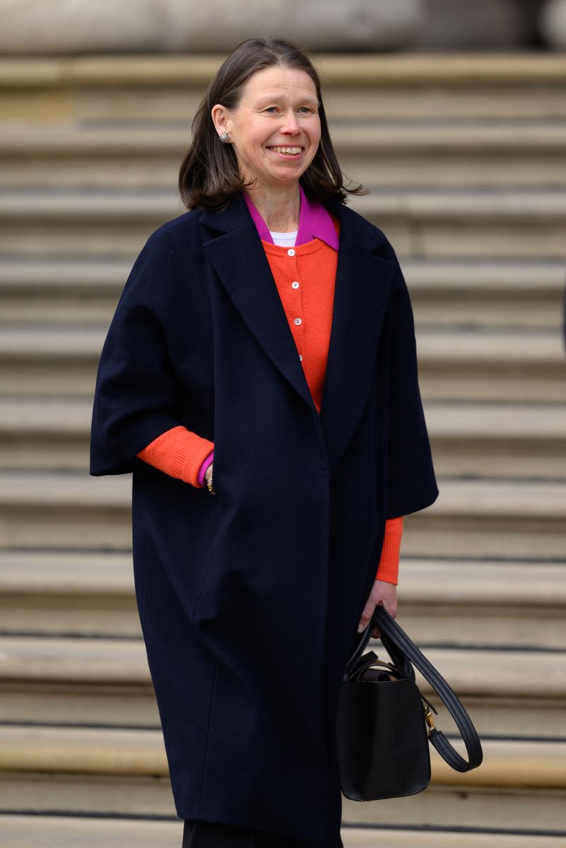 Lady Sarah Chatto departs after viewing the final design for the national memorial to Queen Elizabeth II on the 100th anniversary of her birth at the British Museum on April 21, 2026 in London, England. 