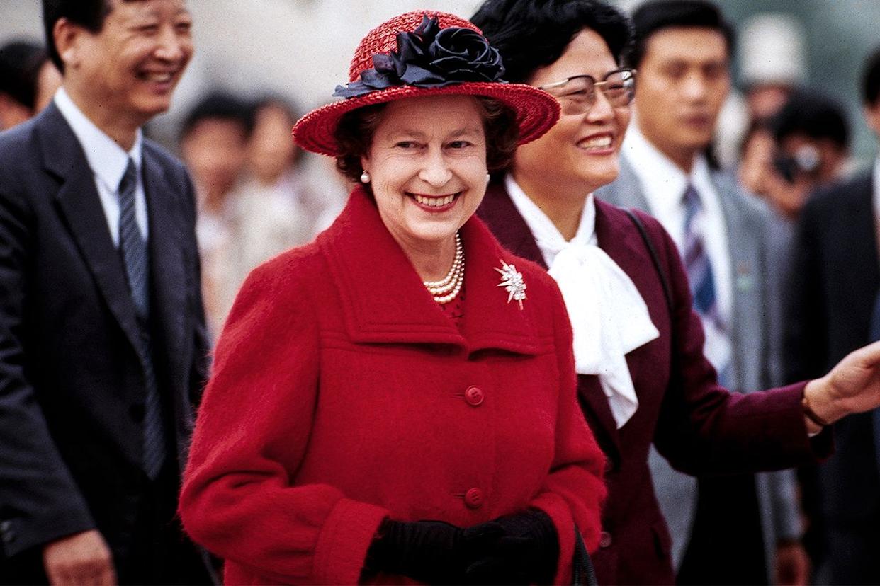 Queen Elizabeth smiles during a trip to the Forbidden City as part of her Royal Visit, Beijing, China, October 1986.Credit: Forrest Anderson/Getty