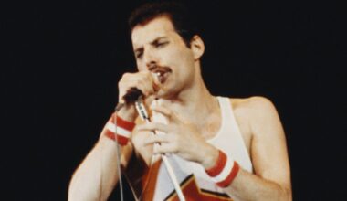 Freddie Mercury performing in 1984