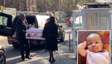 NYC baby Kaori Patterson-Moore, killed by stray bullet arrives at funeral in tiny Minnie Mouse casket