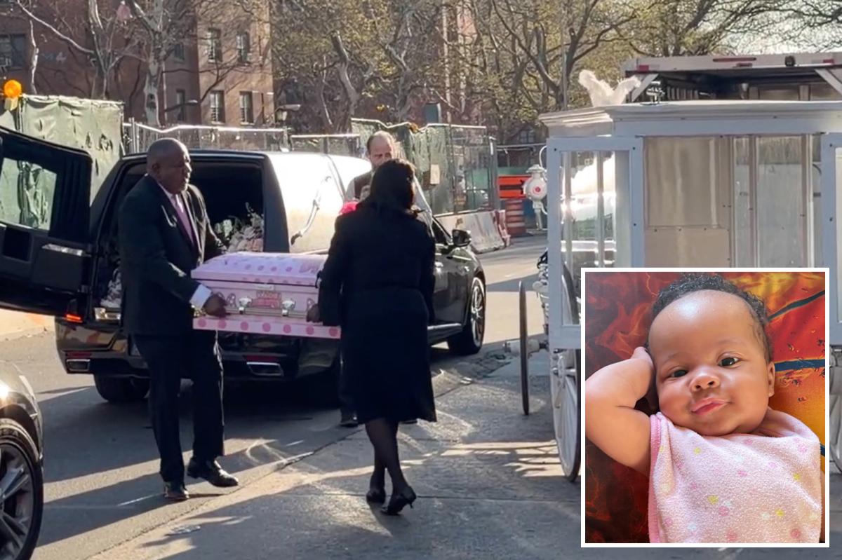 NYC baby Kaori Patterson-Moore, killed by stray bullet arrives at funeral in tiny Minnie Mouse casket