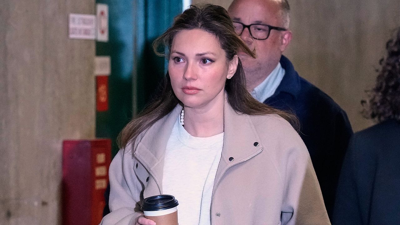 Jessica Mann arrives for Harvey Weinstein's trial in criminal court, in New York, Tuesday, April 28, 2026. (AP Photo/Richard Drew)