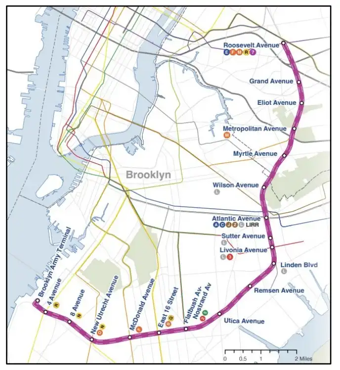 map showing a rail line