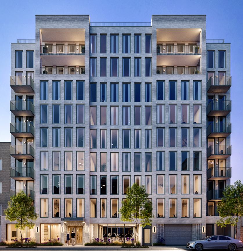 rendering of a multi-story apartment building